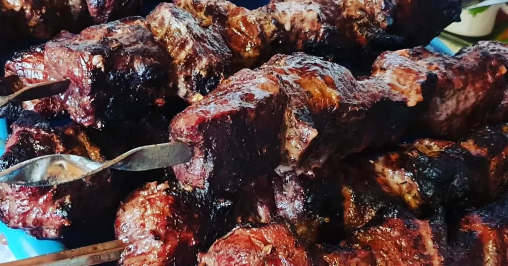 Халяль шашлык с овощами